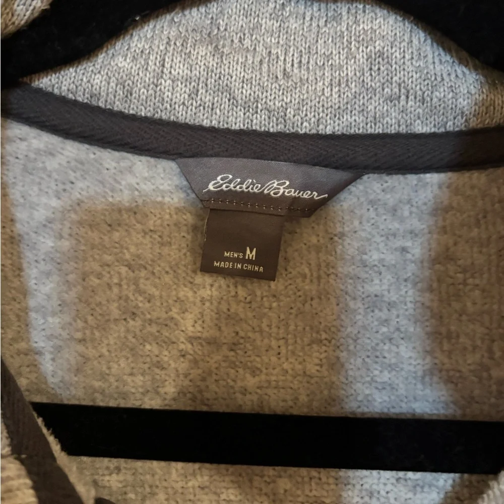 Eddie Bauer Pullover 3/4 Zip Up Light Gray Fleece - Size Medium - Picture 3 of 5